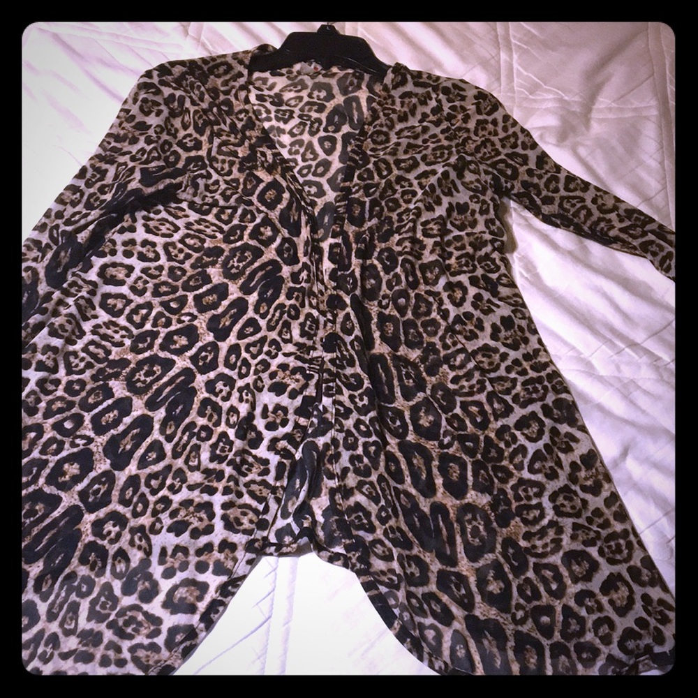Leopard print spandex Cardigan